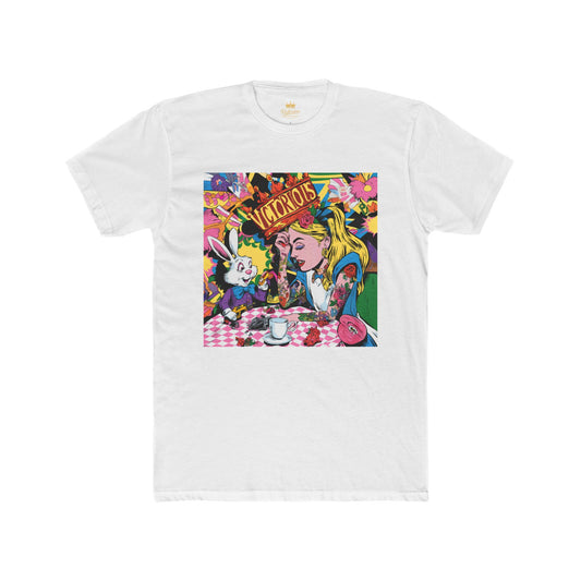 Alice in Wonderland Tea Party Graphic Tee - Psychedelic Pop Art Alice & White Rabbit T-Shirt