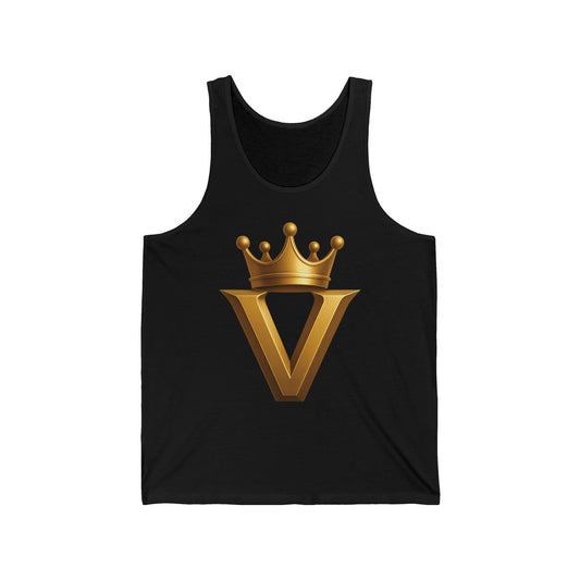 King V Crown Tank Top — Gold V Emblem Athletic Jersey